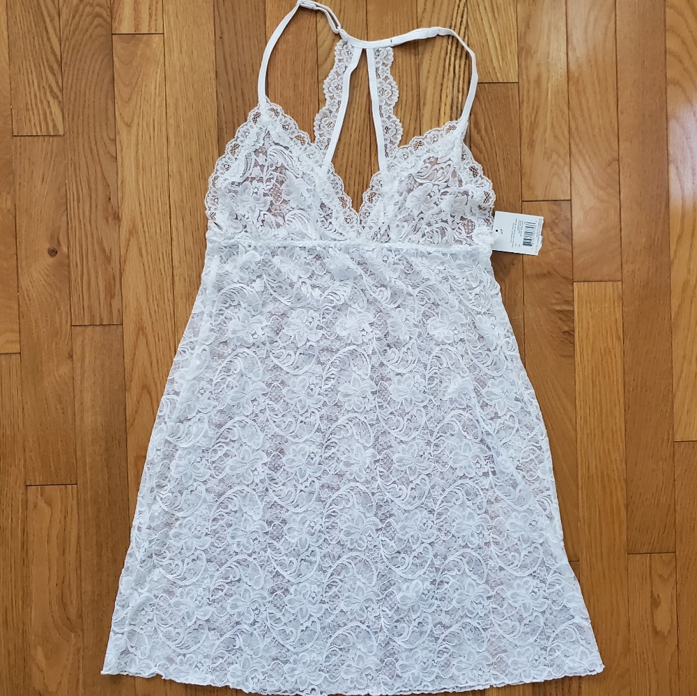 Lace split back chemise lingerie